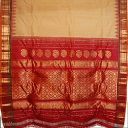 Click Here For Bigger Zoom - Gadwal Seico Saree - Cream Green Colour GSS-13